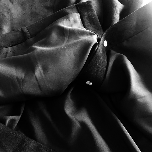 LOFT Faux Suede Skirt With Gold Buttons - Picture 6 of 7